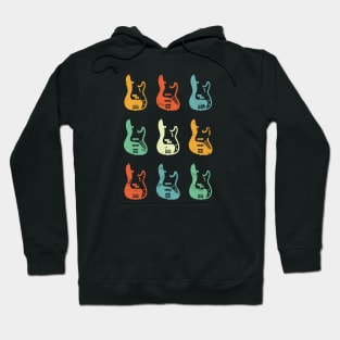 Bass Guitar Bodies Retro Theme Hoodie